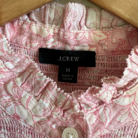 J. Crew Pink Floral Smocked Top - Picture 2 of 10